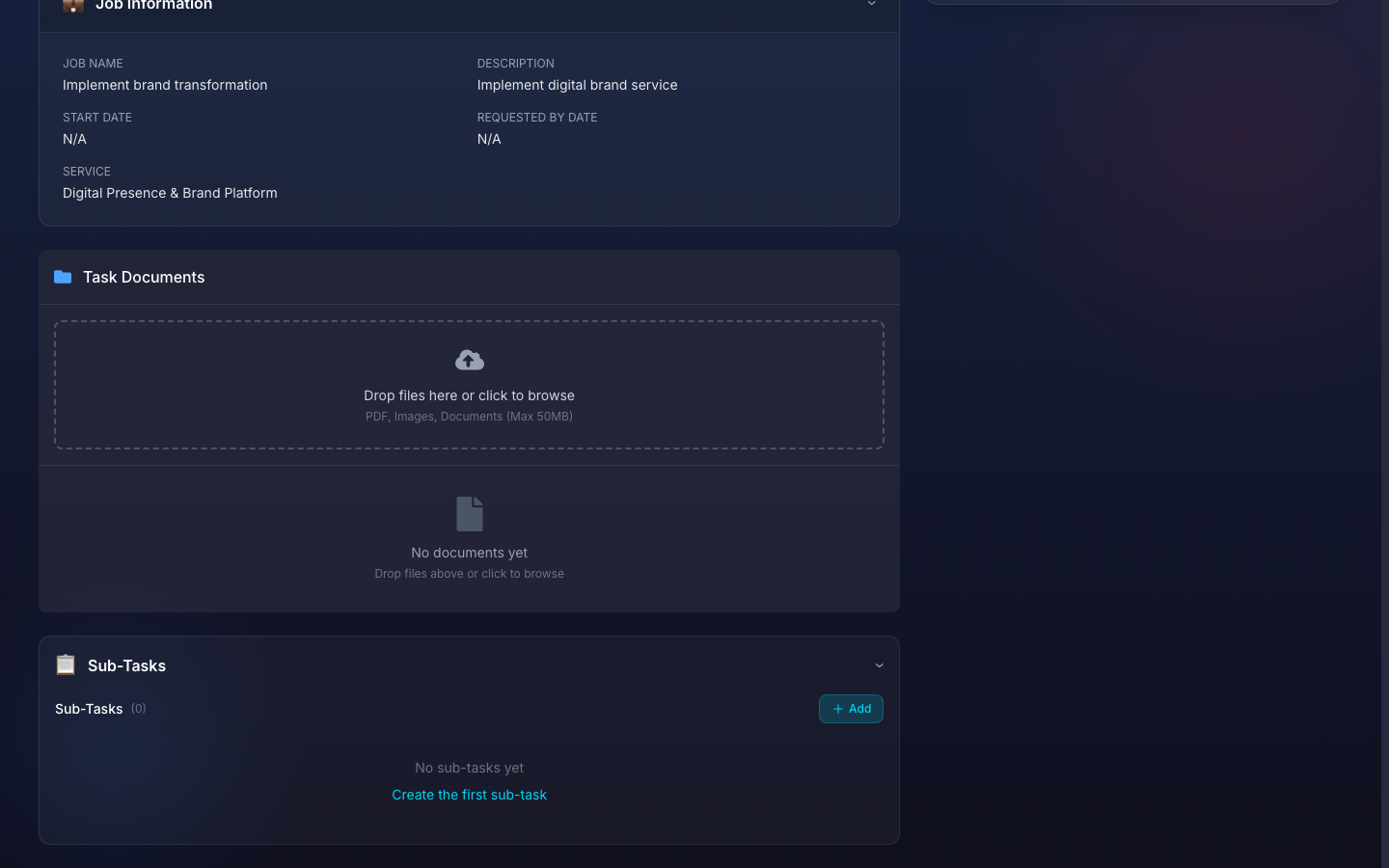 Subtask list with progress indicators